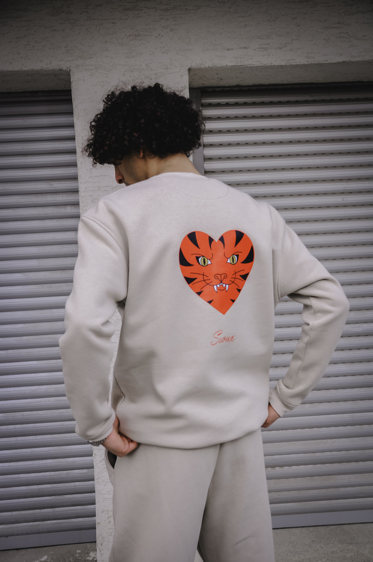 Kedi Kalbi Baskılı Sweatshirt